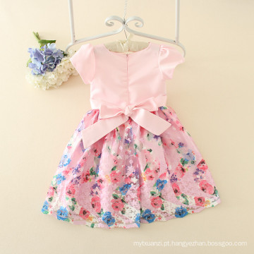 Novos projetos de roupas de bebê meninas jovens moda rosa bordado tecido bom preço vestuário Gaungzhou